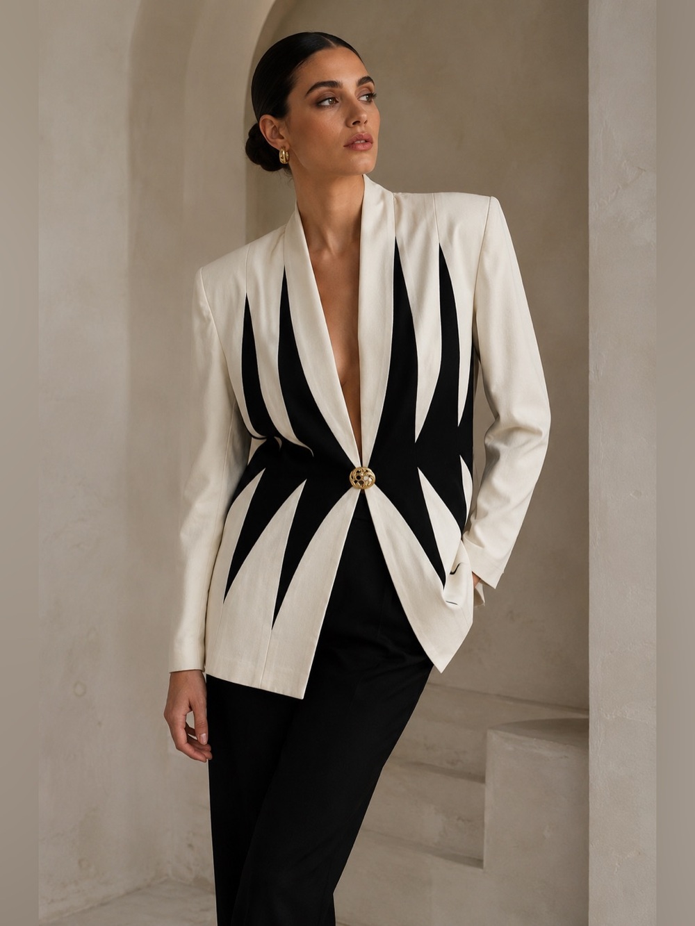 Vintage By Night Geometric Colorblock Blazer Union Made Canada Sz 8